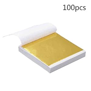 14x14cm Onner 100 Sheets Gold Leaf Imitation Gold Foil Sheet for Arts Gilding Crafting Decoration Golden