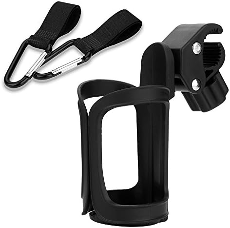 Universal Stroller Cup Holder with 2 Stroller Hooks Attach 360 Degrees Rotation and Clip for Baby Kids Stroller Mountain Bike Wheelchair Golf cart Carry Coffe Cup Water Bottle Baby Accessories
