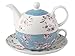 Katie Alice Ditsy Floral Ceramic Tea for One Teapot and Cup - Teapot Capacity: 450 ml (15 fl oz), Cup Capacity: 280 ml (9 fl oz)