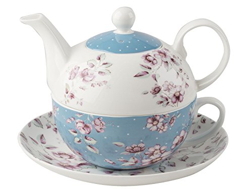 Katie Alice Ditsy Floral Ceramic Tea for One Teapot and Cup - Teapot Capacity: 450 ml (15 fl oz), Cup Capacity: 280 ml (9 fl oz)