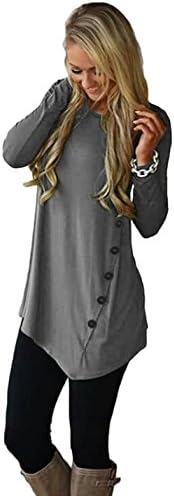Aegean Auras Clearance Womens Long Sleeve Side Button Asymmetrical Tunic Shirt Ladies Casual Blouse
