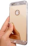 KoKo Cases Mirror Case With Crystal Diamond Rhinestones Gold Tint Soft Case and Screen Protector for iPhone 6 / 6S, 4.7-Inches