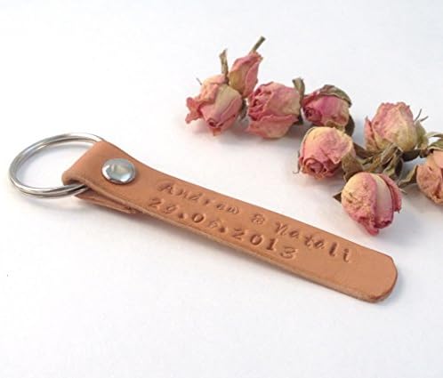 Anniversary leather keychain, Personalized couple keychain, Personalized his and her keychain, Wedding key ring, Christmas gift for couples