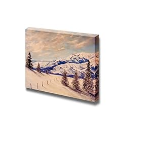 Canvas Prints Wall Art - Beautiful Winter Scenery/Landscape of a Snow Covered Mountain | Modern Wall Decor/Home Decoration Stretched Gallery Canvas Wrap Giclee Print & Ready to Hang - 12" x 18"