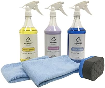 Honest Wash Interior Cleaning Kit - Everything to Clean The Interior of Your Car, Truck, or SUV - Includes Glass Cleaner, Fabric Cleaner, Shine & Protectant for Panels, Microfiber Towels, Applicator