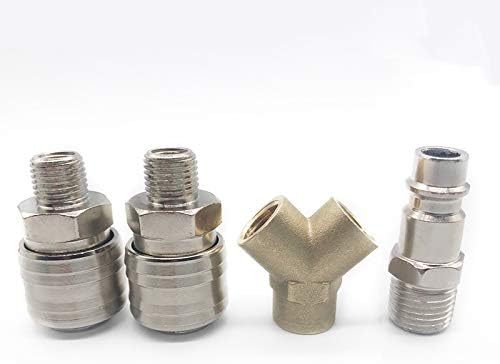 Airline Euro 3 Way Quick Release 1/4" Air Line Hose Splitter Connector Airline Coupling for Compressor Air Hose - Image 4