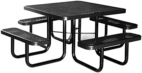 Lifeyard 46"Expanded Square Metal Mesh Picnic Tables and Benches Steel Frame for Commercial,Black