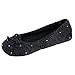 isotoner womens Ballerina Slippers With Terry Lined and Rose Quilt Ballet Flat, Black, 9-Aug US