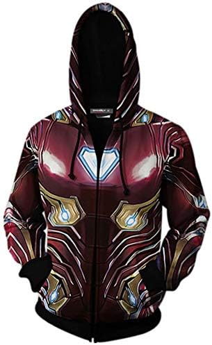 Hoodie Marvel Avengers 4 Iron Man Tony Stark 3D Print Zip Anime Sweater Cosplay Men And Women Men And Women Men And Women Pattern-XL