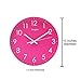 SonYo Indoor Non-Ticking Silent Quartz Modern Simple Wall Clock Digital Quiet Sweep Movement Office Decor 10 Inch(Rose)