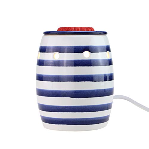 StarMoon Fragrance Wax Melt Warmer, Home Fragrance Diffuser, Home Décor, No Flame, Removable Dish, with One More Bulb (Blue&White) - Thumbnail 7