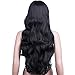 MelodySusie Black Long Big Curly Wavy Wig for Women, 31.5Curly Wig with Inclined Bangs Synthetic Wigs Cosplay Daily Party Wig With Free Wig Cap, Black