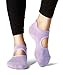 LA Active Grip Socks - 2 Pairs - Yoga Pilates Barre Ballet Non Slip (Royal Lilac and South Beach Teal)