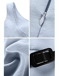 YMING Vestido de verano para mujer, sin mangas, estilo vintage, con cinturón