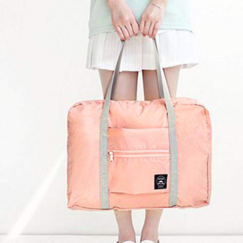 Wandf Foldable Travel Duffel Bag Luggage Sports Gym Water Resistant Nylon Travel Foldable Duffel Bag for Women Men (Pink)