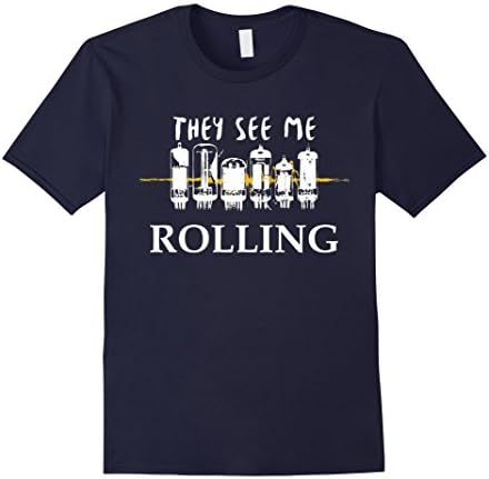 Men's Tube Rolling - Audiophile Headphones Amp Hi-Fi  T-shirt Small Navy