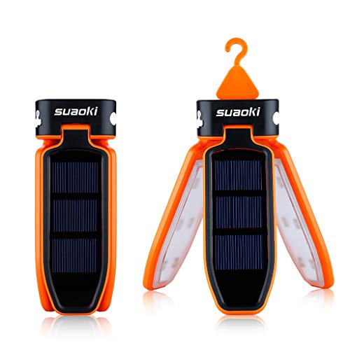 SUAOKI Collapsible Clover Style 18 Led Brightest Camping Tent Lantern Lighting Lights Flashlight Rechargeable Battery by USB or Solar Charging (Orange) - Thumbnail 2