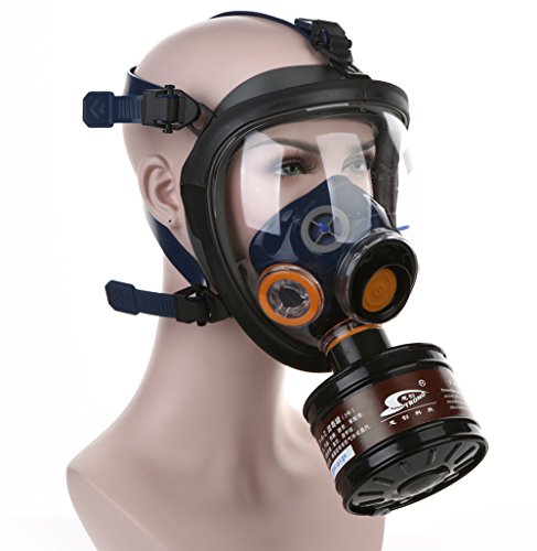Gas Masks Full face Spray Paint Respirator with Common interface connection filter (Black)