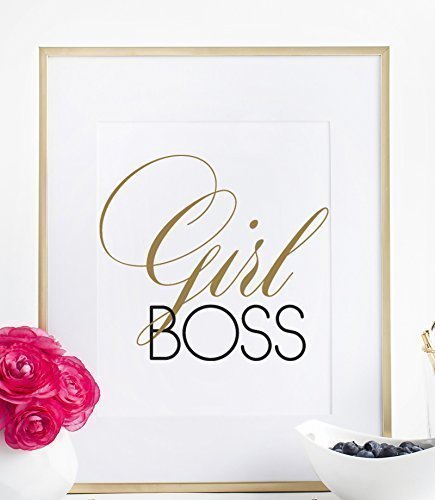UNFRAMED Girl Boss 8"x10" Inspirational Print Wall Art Fun Typography Bedroom Poster Home Decor