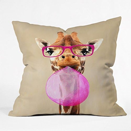 Home Decoration clever giraffe with bubblegum Throw Pillowcase Throw Pillow Cover Square Pillow Case Cushion Cover 26x26 Inches