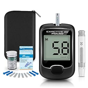 Blood Glucose Monitor Meter, Diabetes Testing Kit [2020 Upgrade] Blood Sugar Tester with 25 Codefree Test Strips and 50 Lancets – for UK Diabetics in mmol/L by Exactive EQ