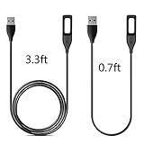 2Pcs Fitbit Flex Charger ( 20cm, 100cm), EveShine Replacement USB Charger Cable for Fitbit Flex Band Wireless Activity Bracelet