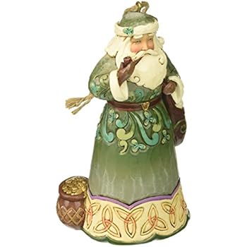 Jim Shore Heartwood Creek Irish Santa with Pipe Stone Resin Hanging Ornament, 4.75