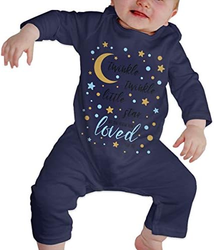 AucCen Baby's Twinkle Twinkle Little Star Jumpsuit Bodysuit Clothes, Long Sleeve One-Piece Coverall, 100% Organic Cotton