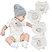 Neutral Organic Baby Bandana Drool Bibs for Boys and Girls 4 Pack-Funny Soft Cute Unisex Baby Teething Bibs and Embroidery Gender Neutral Bibs for Newborns, Infants and Toddlers