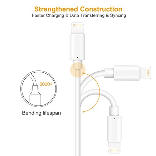 iPhone Charger, BUDGET & GOOD 8 Pin Lightning to USB Cable Cord 3 Pack 3FT iPhone Charging Cable for iPhone X 8 8 Plus 7 7 Plus 6 6S 6 Plus 5S SE iPod iPad Mini Air Pro (White)