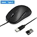 USB C Mouse, Sunwe Type C Wired Mice for Apple MacBook Pro 2017 / 2016, MacBook 12-Inch, Chromebook, Windows PC, Computer, Laptops and More USB C Devices - Black