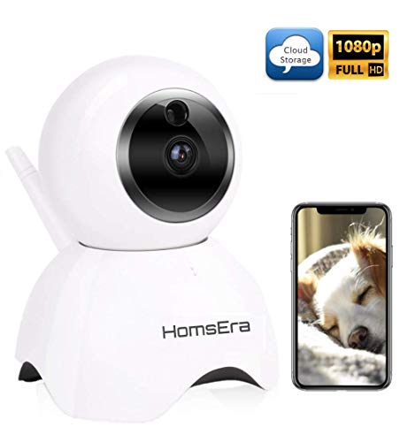 Upgraded 2019 - HomsEra 1080P Full HD 2MP Wireless Pet/Dog/Baby/Home Security Camera MotionDetection, 2 WayAudio, NightVision, Pan/Tilt/Zoom, CLOUD Storage IOS/Android/WindowsPC App (Best Cloud For Android)