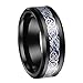 8mm Tugsten Rings for Men,Silver Celtic Dragon Black Ring Band with Blue Imitated Carbon Fiber Inlay,Promise Rings for Couples,Size 9