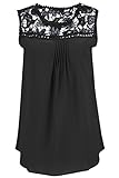 Manzocha Women's Lace Chiffon T Shirt Stitching Blouse Hollow Out Tops