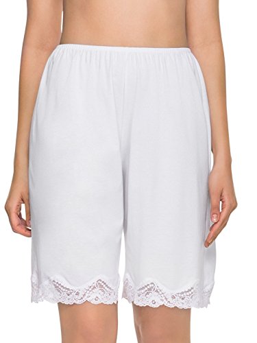 Under Moments Women's Cotton Pant Slip with Lace Trim White 2XL -2PK