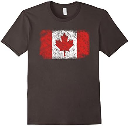 Mens Worn Out Canada Flag T-shirt for Canada Day Small Asphalt
