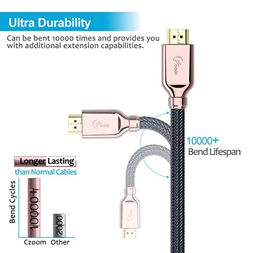 Czoom 4K HDR HDMI Cable 6 feet (2 Pack, HDMI 2.0, 18Gbps, 28AWG) Support 4K@60hz(4:4:4, Dolby Vision, HDR10, eARC, HDCP2.2) Compatible Apple tv 4k, Xbox one, PS4 - Thumbnail 5