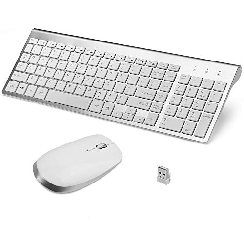 FENIFOX Wireless Keyboard Mouse, Ultra Slim with Whisper-Quiet Keys for Laptop Notebook Mac PC Computer Windows OS Android (DF22-107)