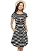 Halife Women's Summer Casual Stripe Elastic Waist Loose Beach Midi Dress