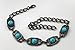 TFJ Women Western Fashion Boot Bracelet Silver Metal Chain Turquoise Blue Beads Shoe Charm