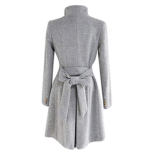 ZEFOTIM Womens Winter Lapel Wool Coat Trench Jacket Long Sleeve Overcoat Outwear(Large,Grey)