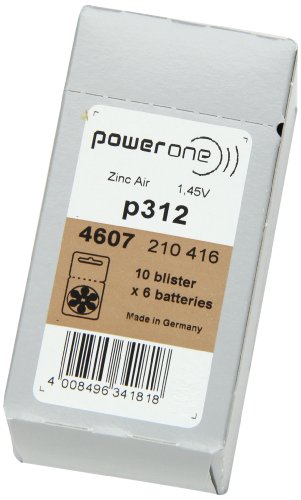 PowerOne Size 312 Hearing Aid Batteries - 50 x 6 packs = 300 pcs.