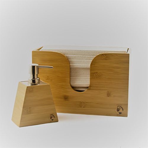 Eco-Friendly Bamboo Paper Towel and Hand Soap Dispenser Set - Holds Multifold, Z-fold, Single Fold, C-fold Paper Towels for Kitchen & Bathroom. Counter top in Kitchen or Bathroom