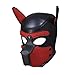 Zhengya Full Face Mask Dog Puppy Hood Leather Helmet Removable Mouth Cosplay Costume Party Props£¨Black&Red£