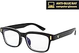 Blue Light Filter Computer Glasses for Women Men Blocking UV Headache [Anti Eye Eyestrain] Transparent Lens Gaming Glasses, Unisex