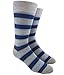 Cotton Blend Bold Stripe and Navy, Gray, and Light Blue Socks, Fits Size 7-12