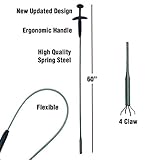 PF WaterWorks PF0408 GrabEASY 60" Improved Ergonomic Handle, Flexible, Mechanical 4 Claw Pick-Up Tool and Multipurpose Grabber-Jewelry Retriever, Clog Remover, Drain Snake, Clean Dryer Vent, Chrome