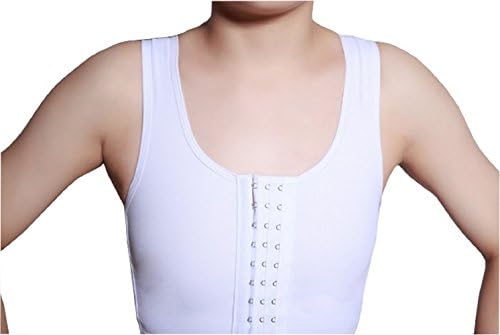 UNI Womens Chest Binder Cosplay Flat Front Hook Tank Compression Lesbian (S, White)