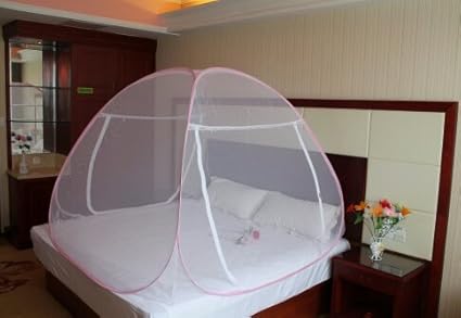 Dawn To Dusk Foldable Mosquito Net- Double Bed - Pink Border