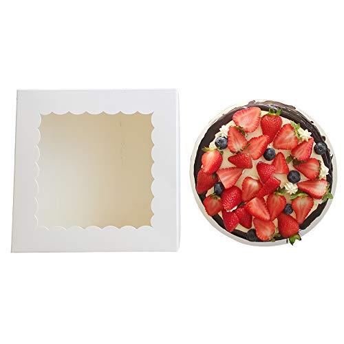 10" x 10" x 5" Cake Boxes with Window & 10" Round Cake Boards(10 Pack of Each), Paperboard Cake Baker Box for Bakery, Cakes, Pastries by ZMYBCPACK